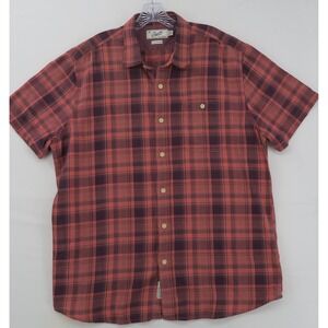 Grayers Clothiers Mens XL Red Purple Plaid Cotton Short Sleeve Button Down Shirt